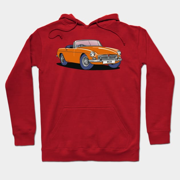 MGB Vintage Classic Car in Orange Hoodie by Webazoot